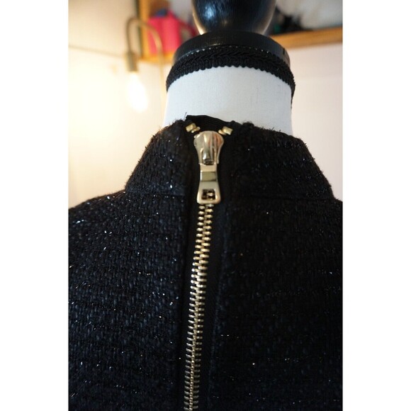 Tuxedo Style Sparkle Tweed Mini Dress with Fringe Feather Hem Sz M (6/8) - Picture 12 of 16